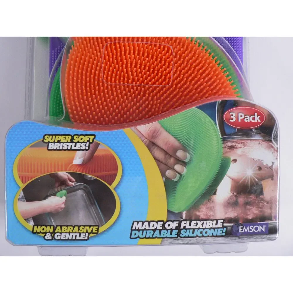 Emson Better Sponge 3Pack Durable Silicone Heat Mold‎ Resistant Cleaning Gentle